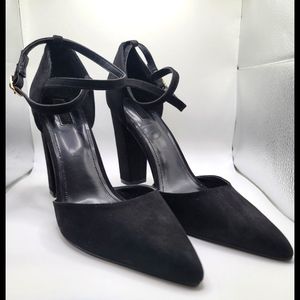 Forever21, Black, US size 8.5, Faux suede ankle strap heels